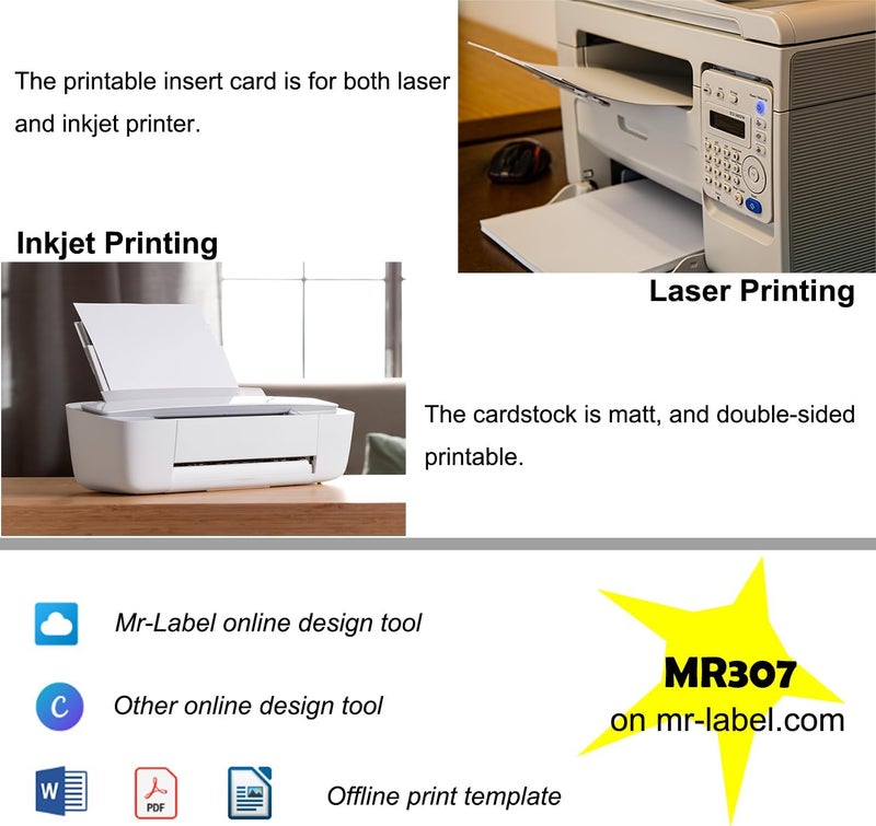 MR-LABEL 1000 Printable Blank Tags with String, 2"" x 3.5"", 230GSM Matt White Micro-Perforated Cardstock for Clothes Tags, Price Tags, Gift Tags, Trapezoid - Image 3